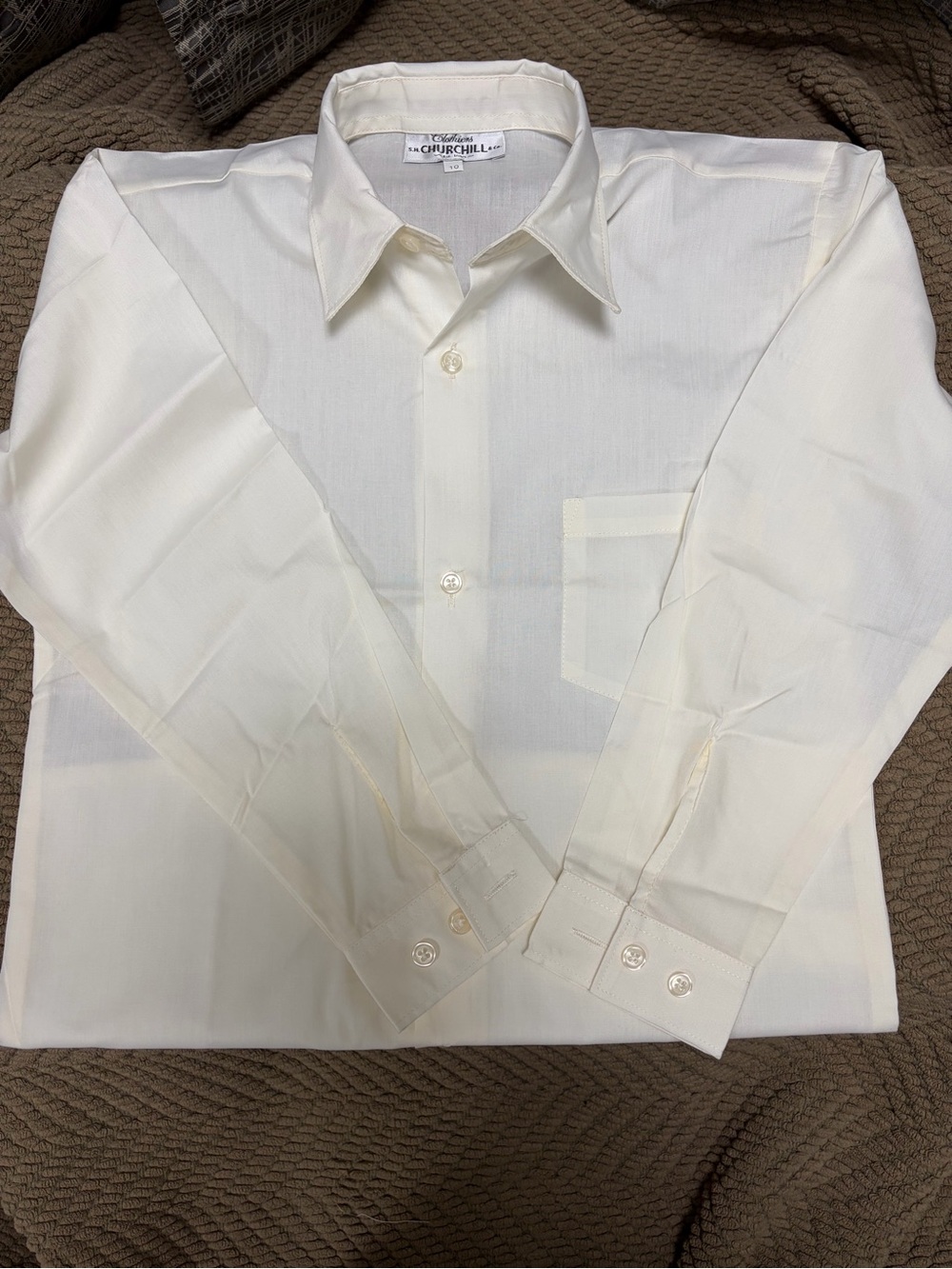Boys Ivory Dress Shirt - Classic Long Sleeve